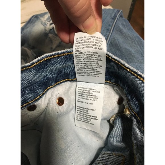 American Eagle Slim Straight leg distressed zip & button front jean size 34x32 - Picture 7 of 9